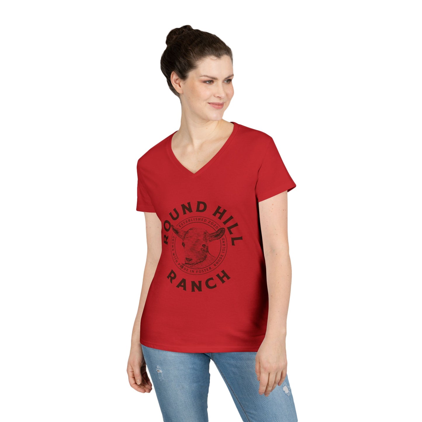 Inspirational Ladies' V-Neck T-Shirt - Round Hill Ranch & Deuteronomy 29:9