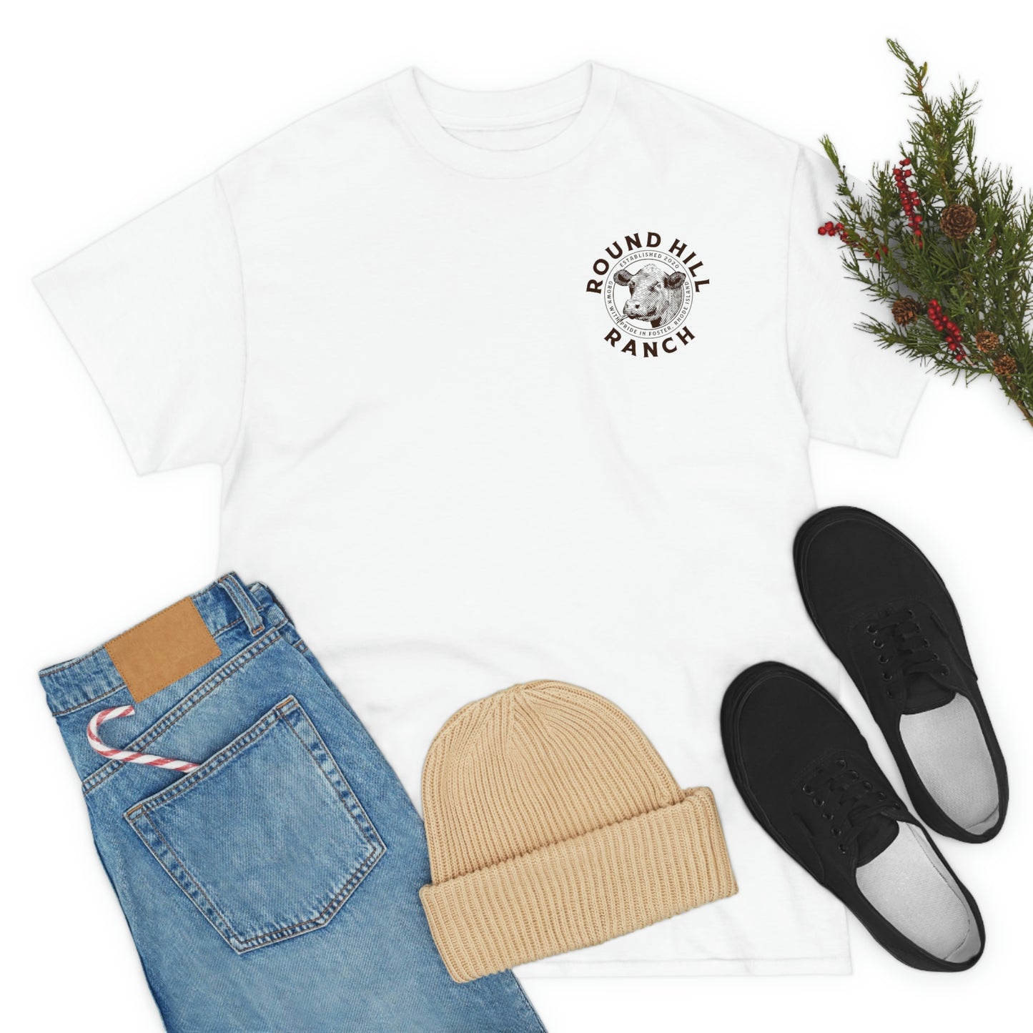 Round Hill Ranch White Cattle Tee
