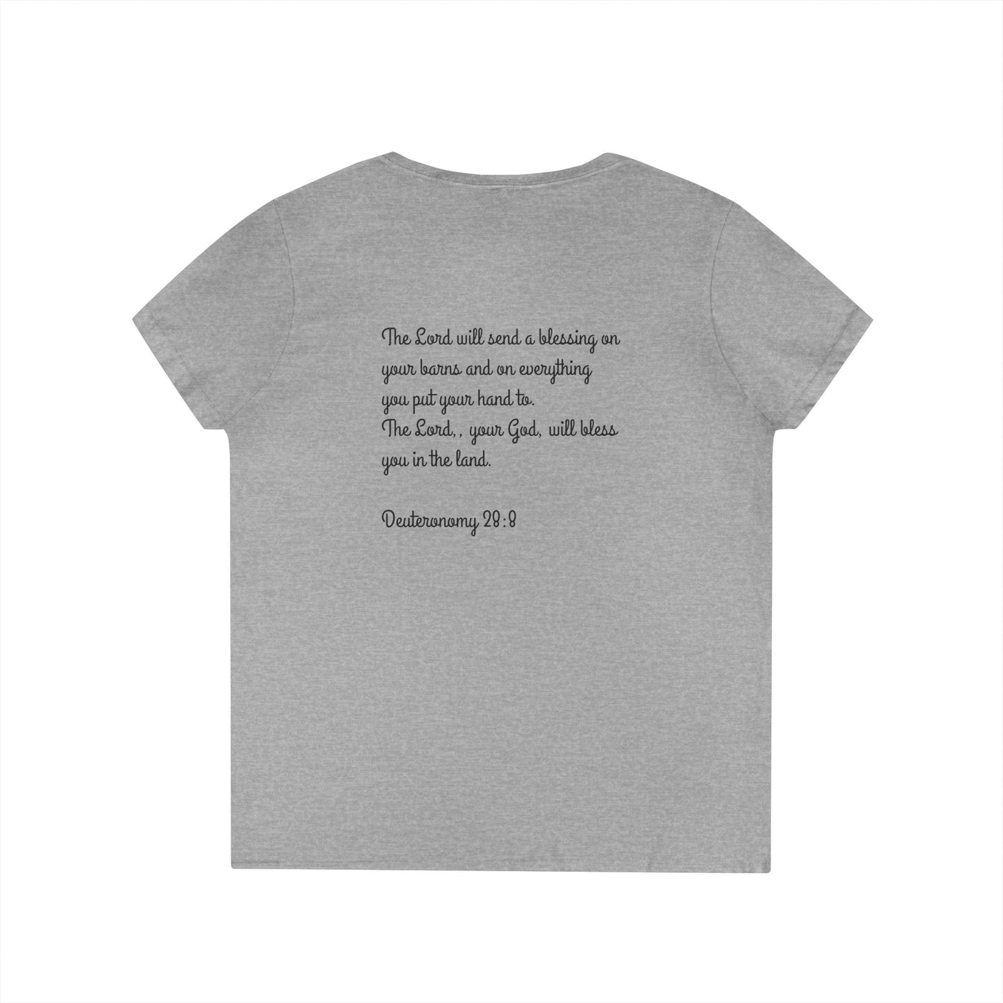 Inspirational Ladies' V-Neck T-Shirt - Round Hill Ranch & Deuteronomy 29:9