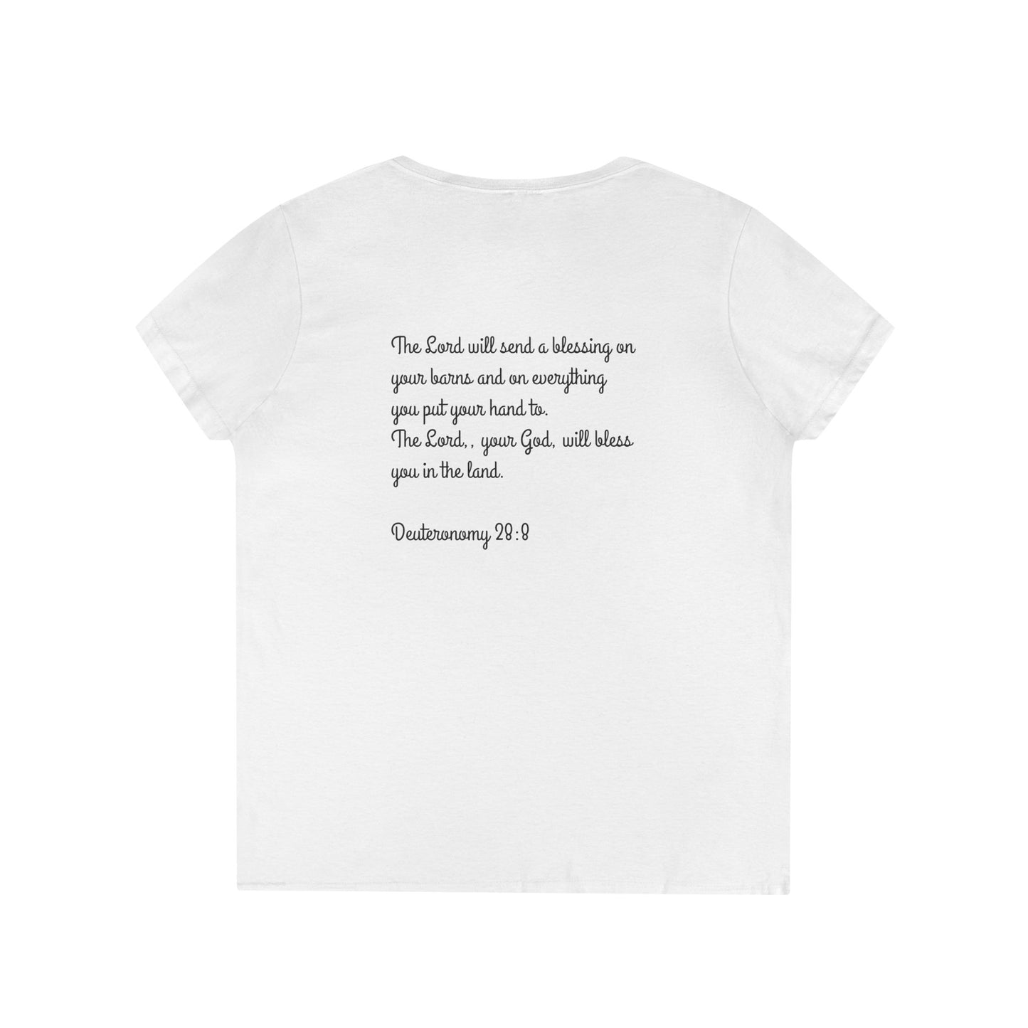 Inspirational Ladies' V-Neck T-Shirt - Round Hill Ranch & Deuteronomy 29:9