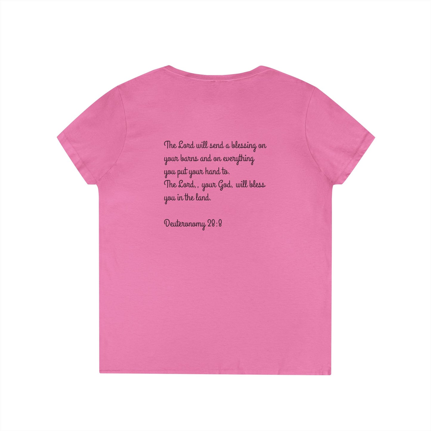 Inspirational Ladies' V-Neck T-Shirt - Round Hill Ranch & Deuteronomy 29:9