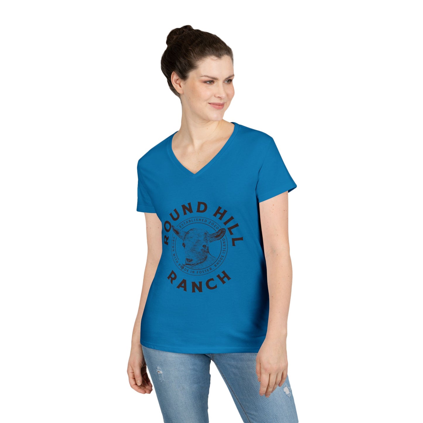 Inspirational Ladies' V-Neck T-Shirt - Round Hill Ranch & Deuteronomy 29:9
