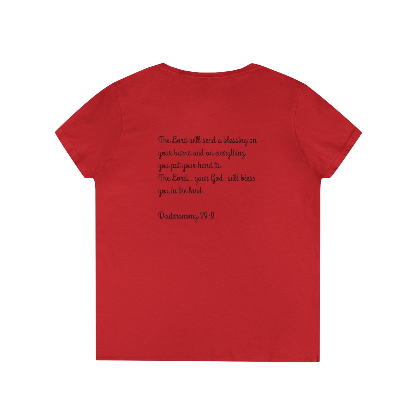 Inspirational Ladies' V-Neck T-Shirt - Round Hill Ranch & Deuteronomy 29:9