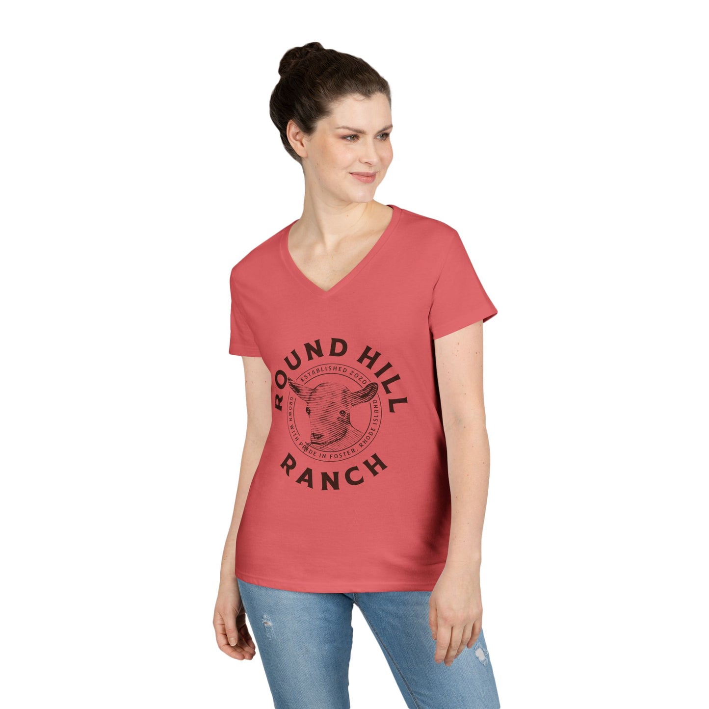 Inspirational Ladies' V-Neck T-Shirt - Round Hill Ranch & Deuteronomy 29:9