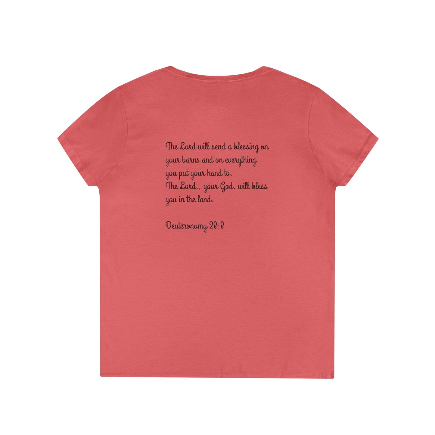 Inspirational Ladies' V-Neck T-Shirt - Round Hill Ranch & Deuteronomy 29:9