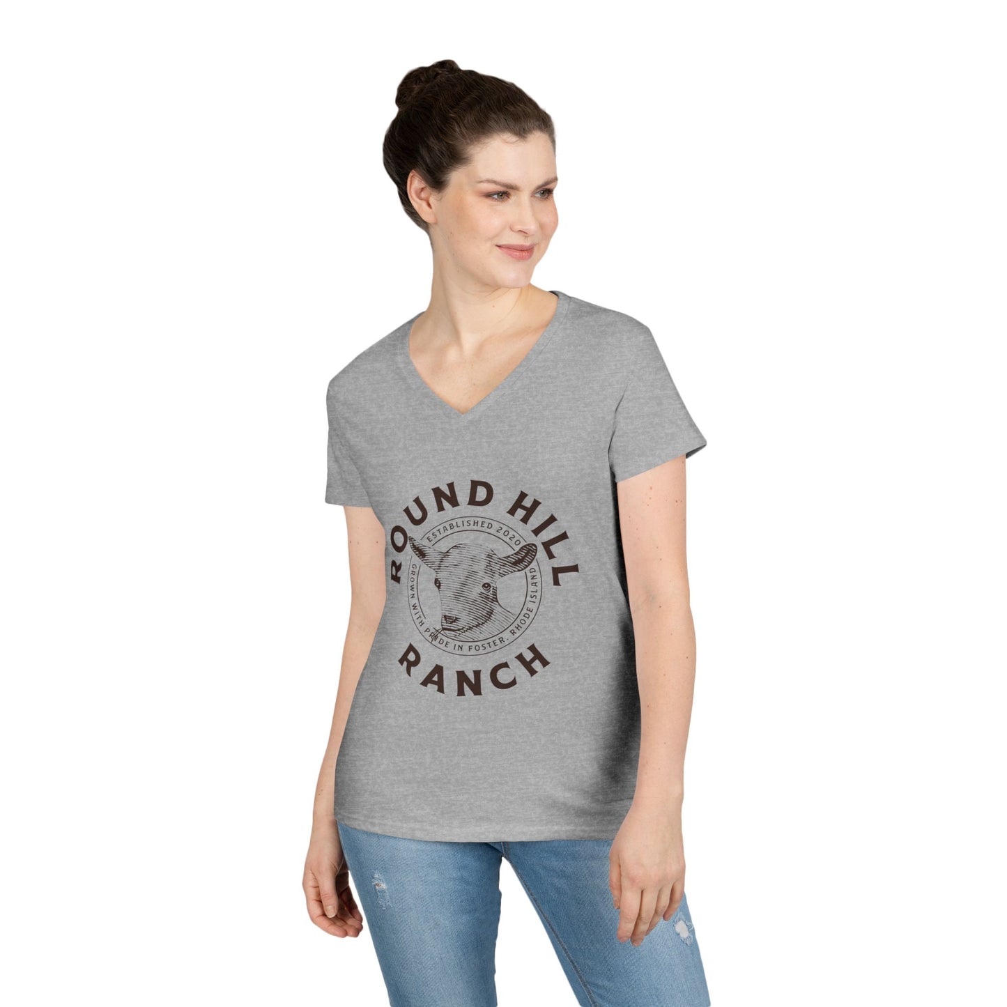 Inspirational Ladies' V-Neck T-Shirt - Round Hill Ranch & Deuteronomy 29:9
