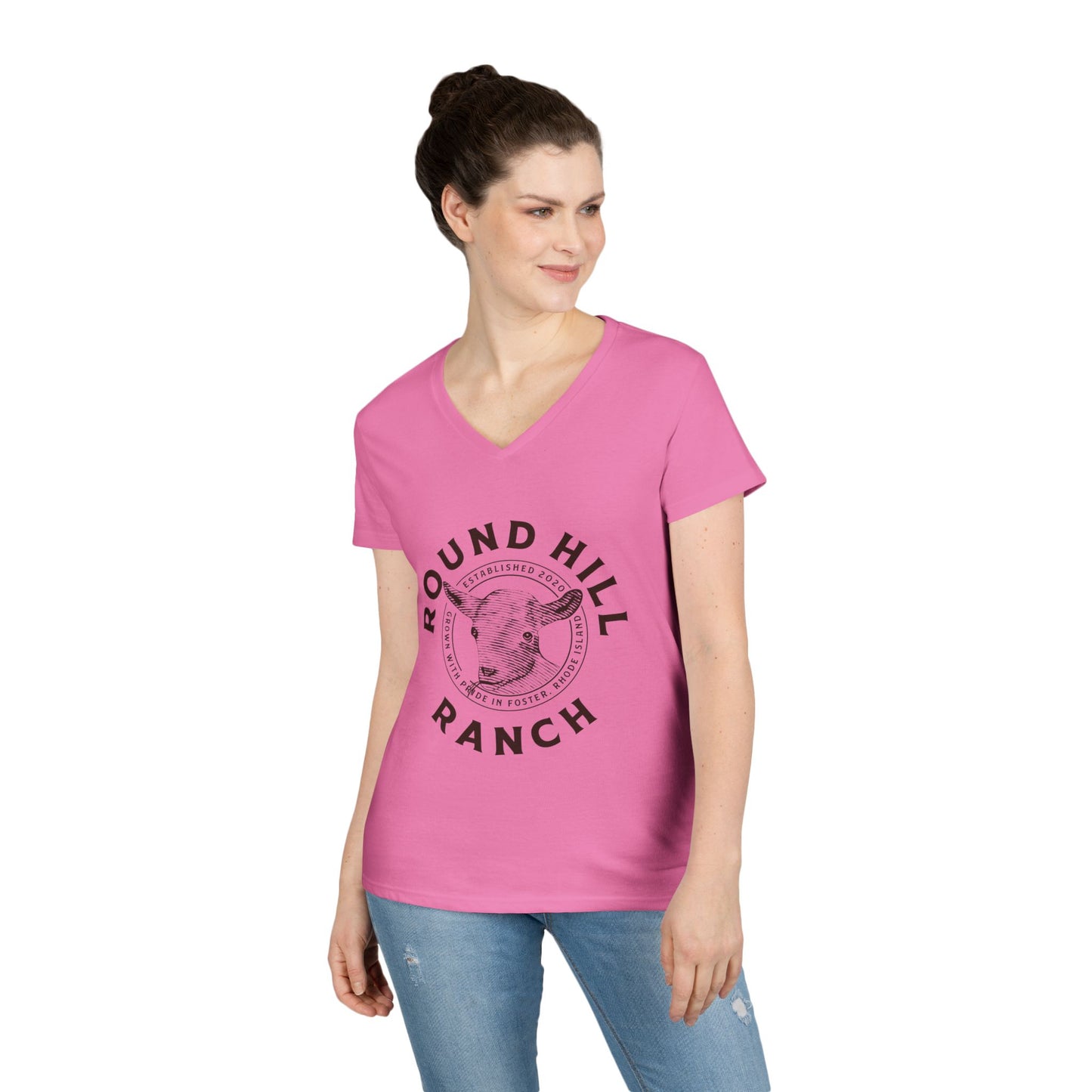 Inspirational Ladies' V-Neck T-Shirt - Round Hill Ranch & Deuteronomy 29:9