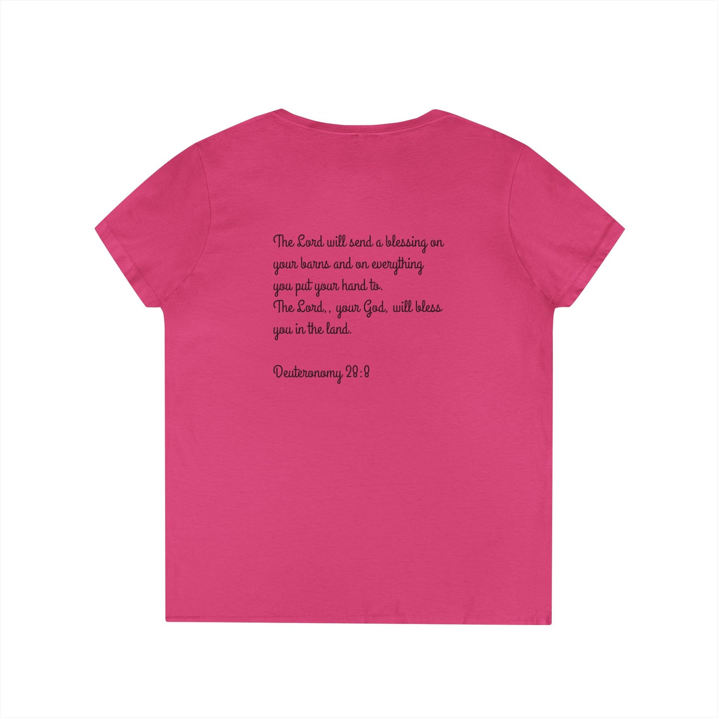 Inspirational Ladies' V-Neck T-Shirt - Round Hill Ranch & Deuteronomy 29:9