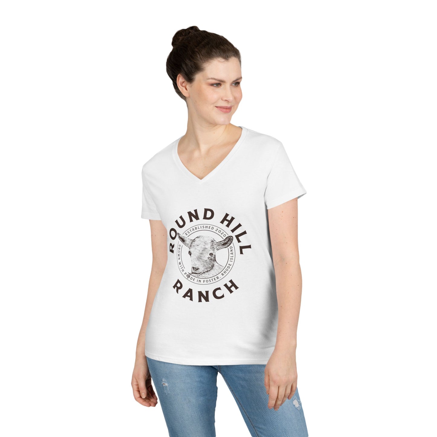 Inspirational Ladies' V-Neck T-Shirt - Round Hill Ranch & Deuteronomy 29:9