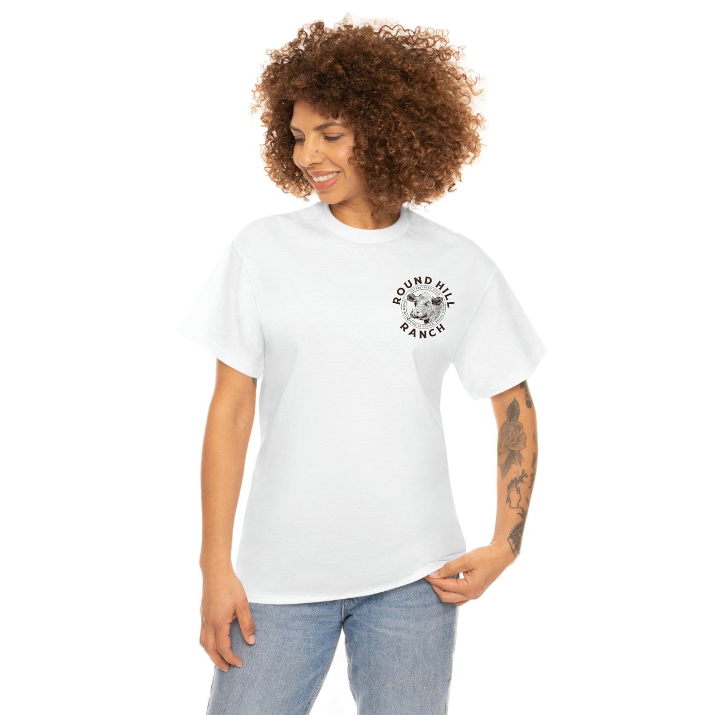 Round Hill Ranch White Cattle Tee
