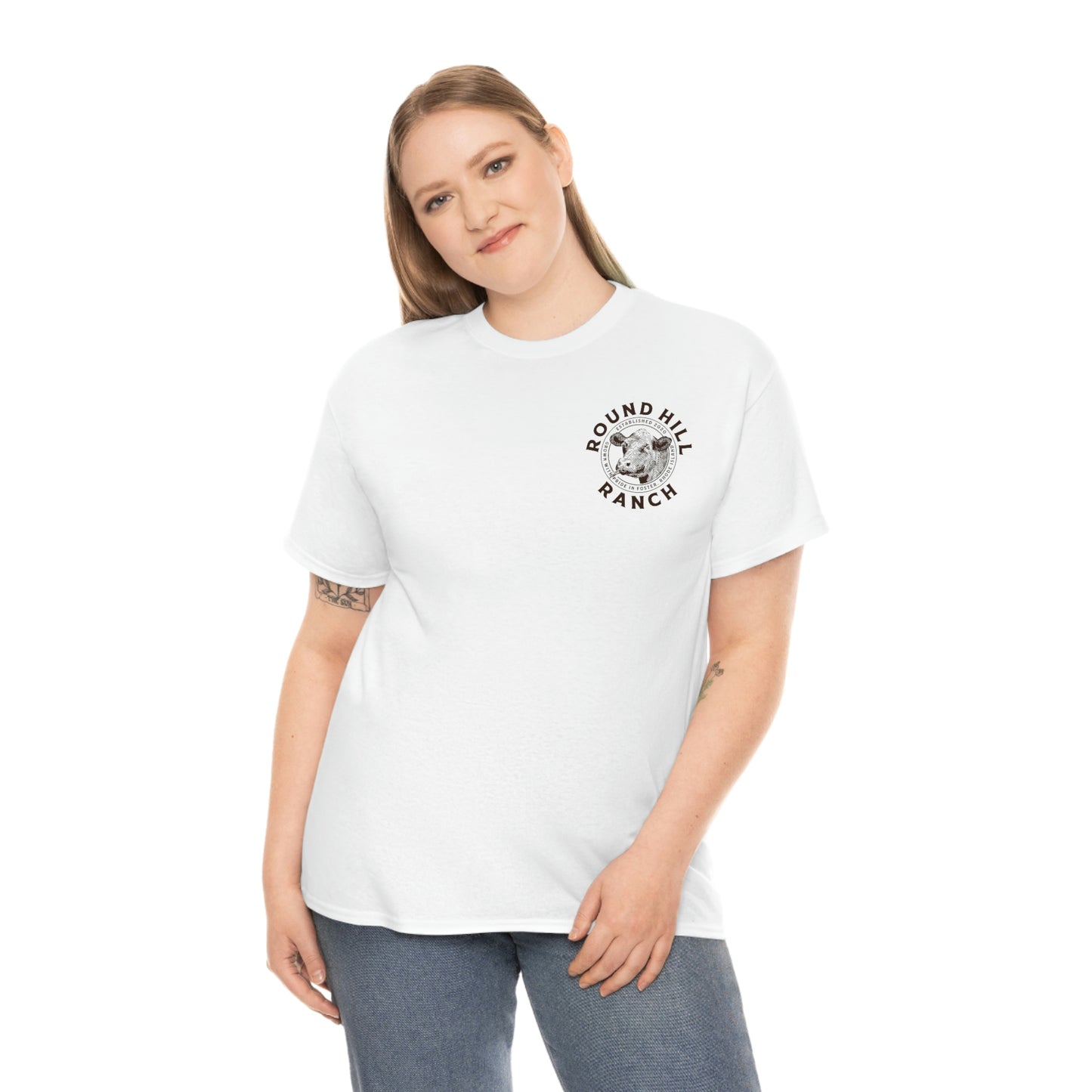 Round Hill Ranch White Cattle Tee